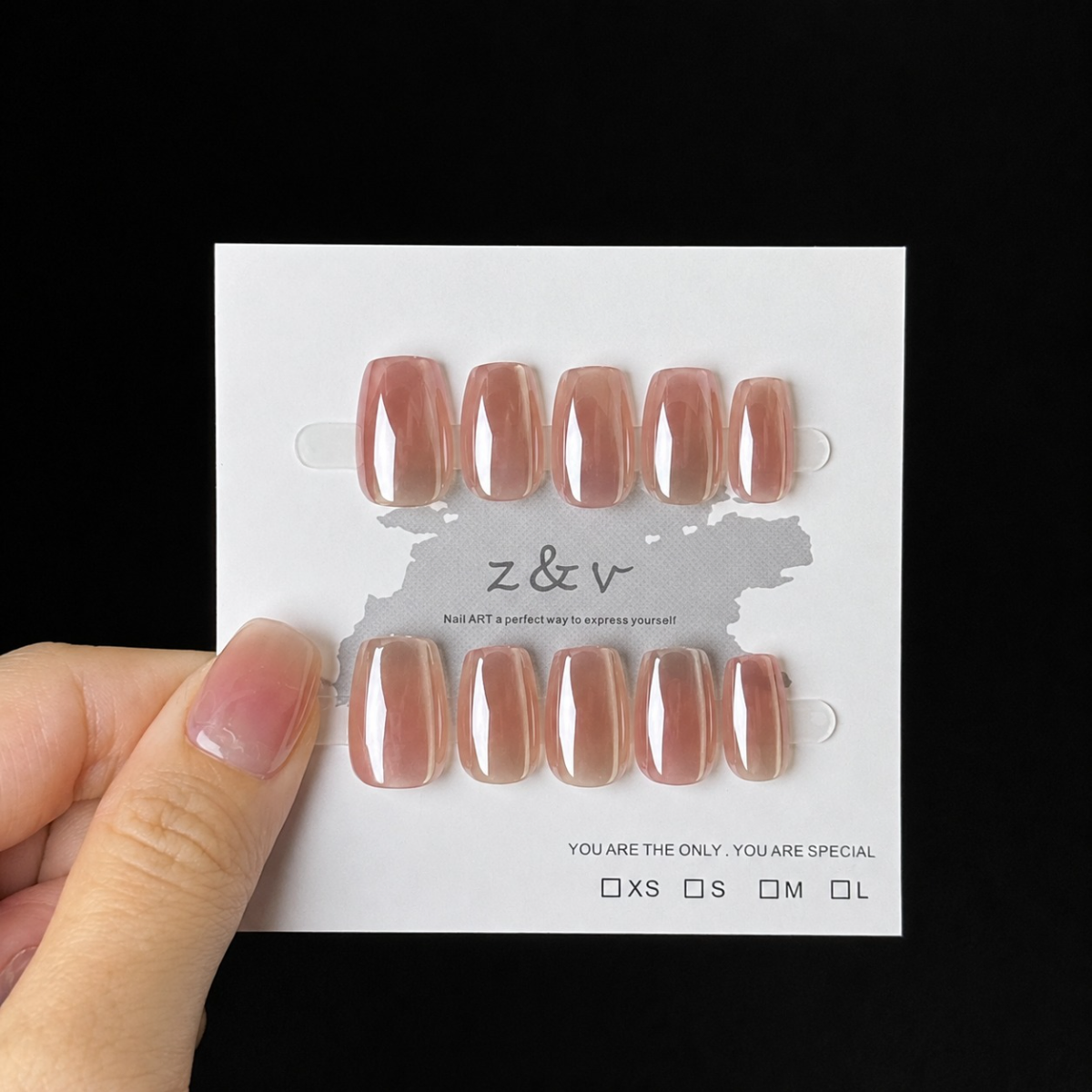 Premium Glossy Milk Brown Tone Press-On Nail (30 Pcs)