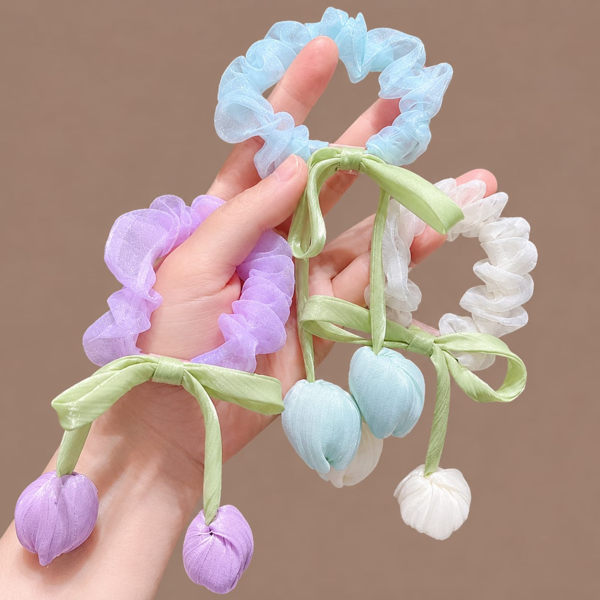 Korean Style Tulip Ribbon Scrunchie Hair Tie (1 Pcs)