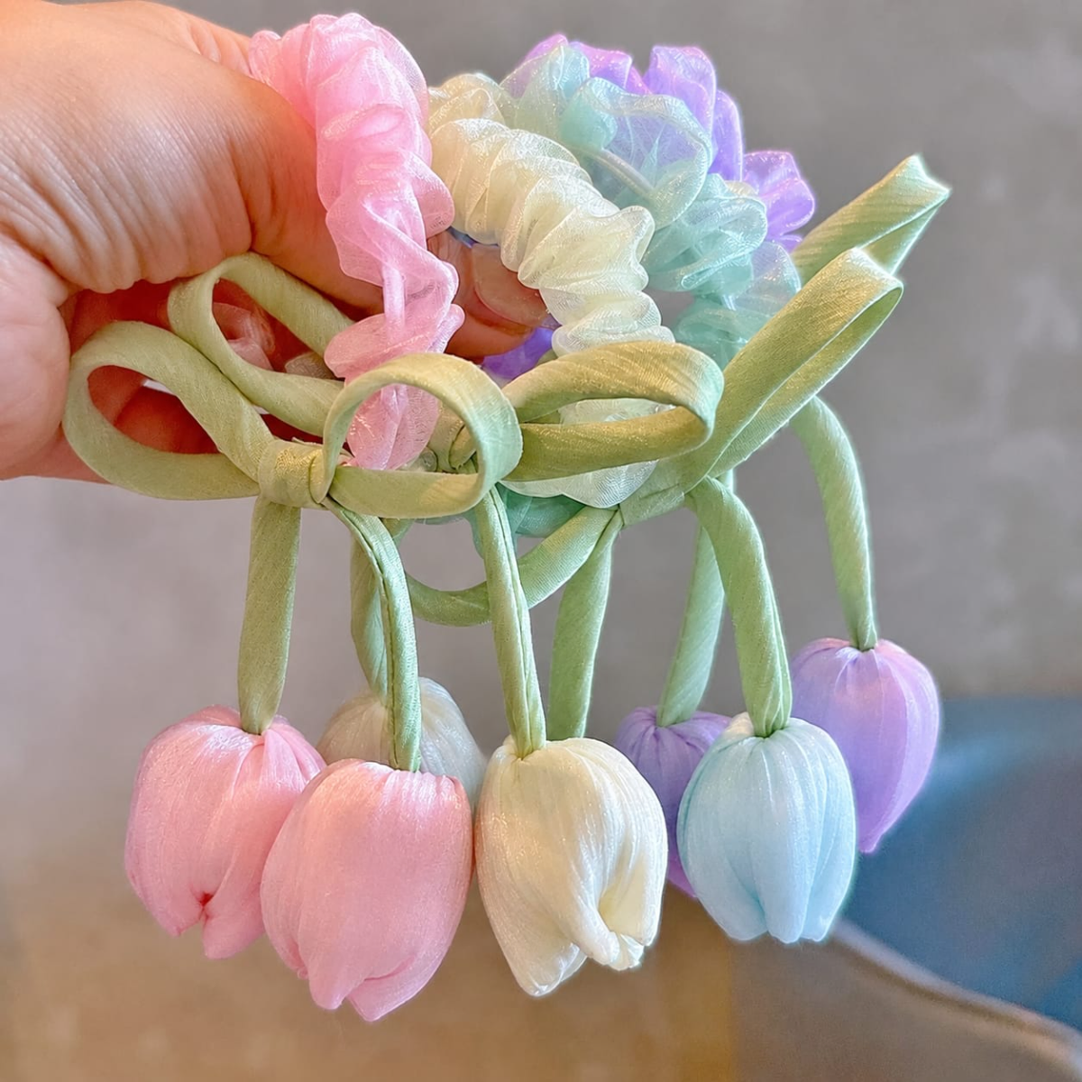 Korean Style Tulip Ribbon Scrunchie Hair Tie (1 Pcs)