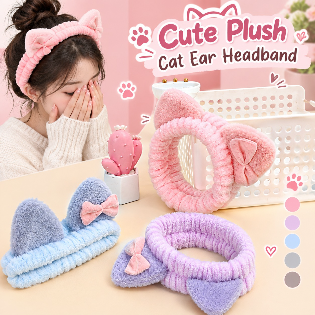 Cute Plush Cat Ear Headband (1 Pc)