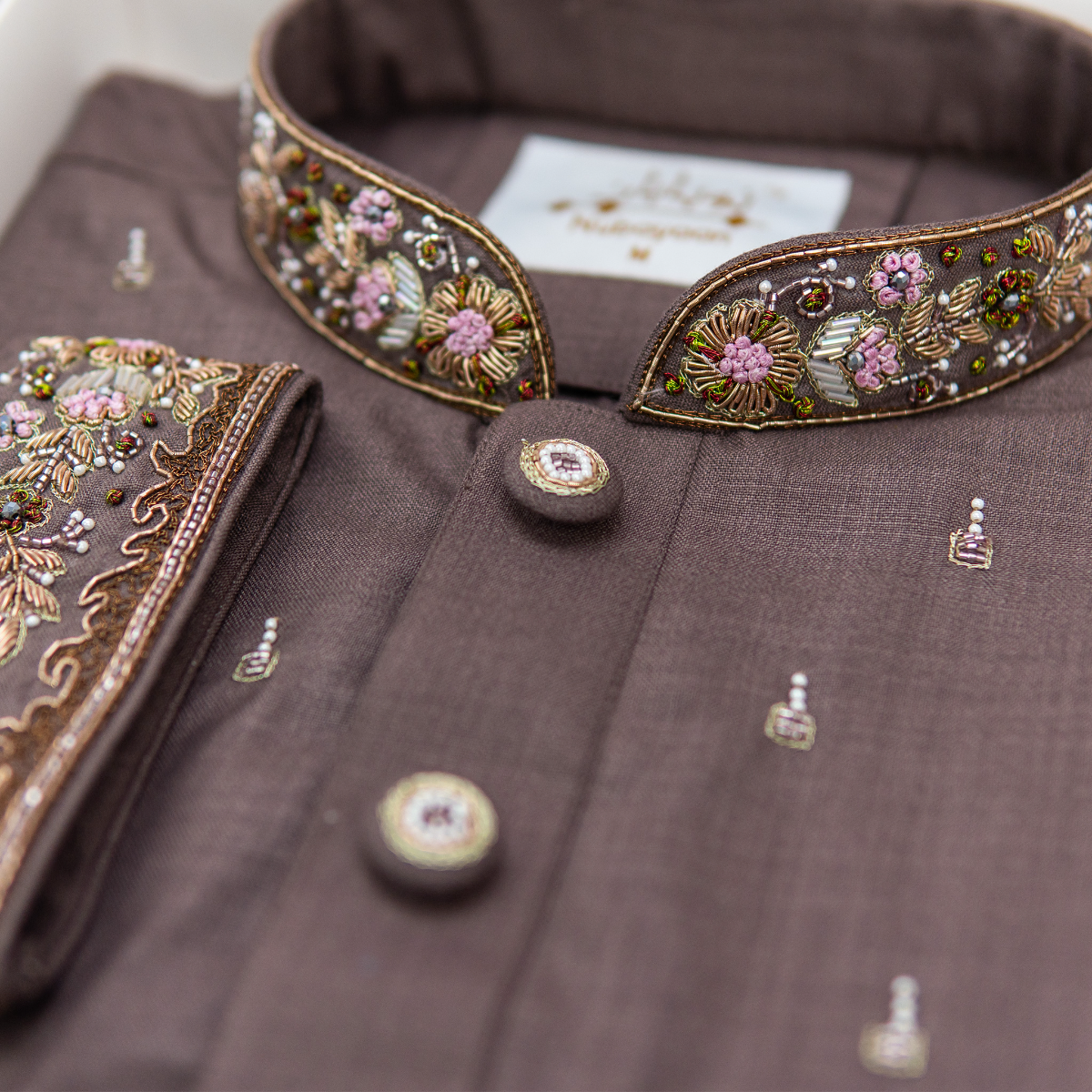 Charcoal Rose Zardozi Panjabi  