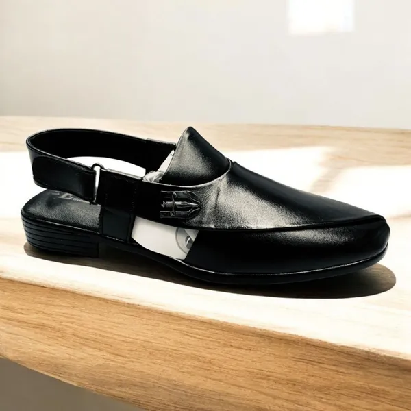 Men’s Premium Black Leather Loafer Sandal 