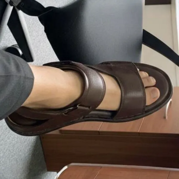 Black Buckle Sandals — Adjustable Leather Comfort