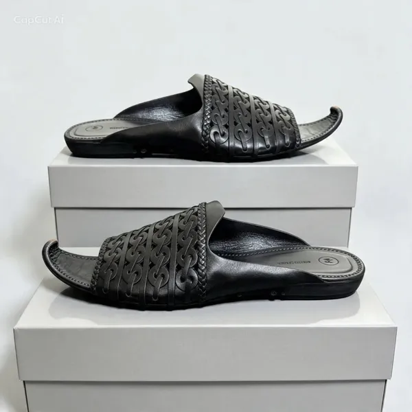 Brown Leather Peshawari Chappal — Curled Toe Handcrafted Design