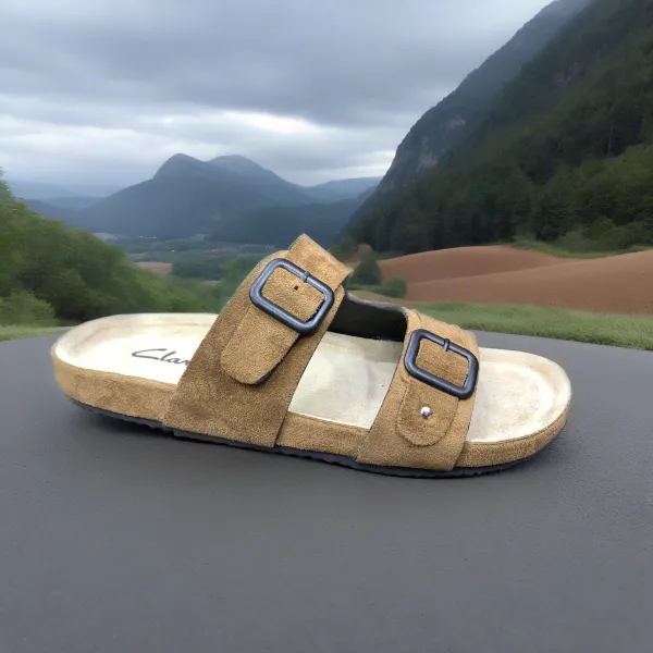 Men’s Green Buckle Cork Sandals | Stylish & Comfortable Slides