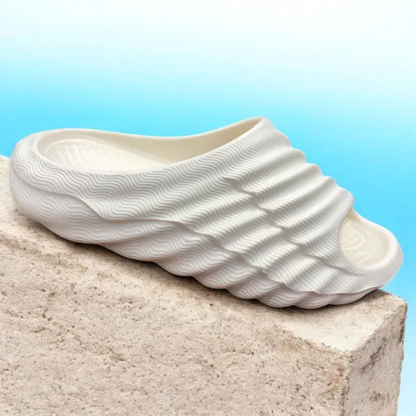 Men’s Wave Design White Slides Lightweight EVA Slip-On Sandals