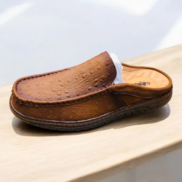 Brown Textured Leather Slip-On Loafer  Premium Men’s Casual Footwear 