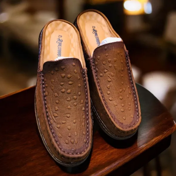 Brown Textured Leather Slip-On Loafer  Premium Men’s Casual Footwear 