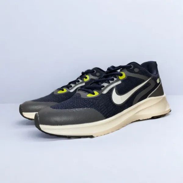 Nike Dark Blue Running Shoes — Breathable Mesh & Cushioned Sole 
