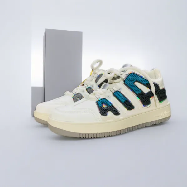 Chunky White Sneakers with Holographic AIA Branding