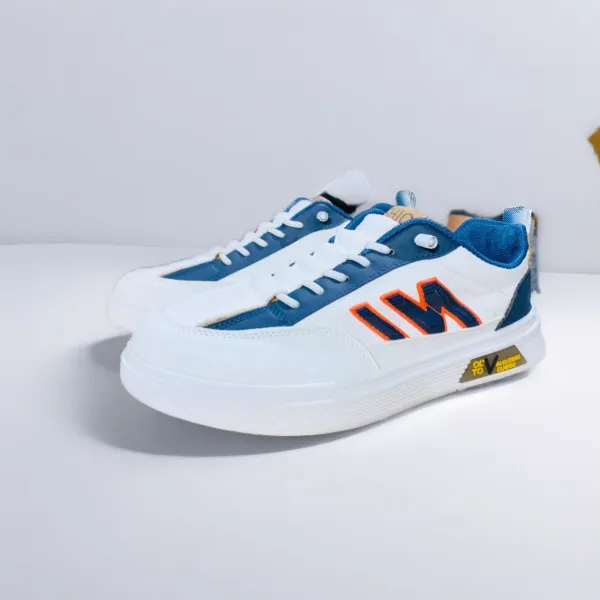 White IM Sneakers — OLTO Vibrance System & Blue Accents 