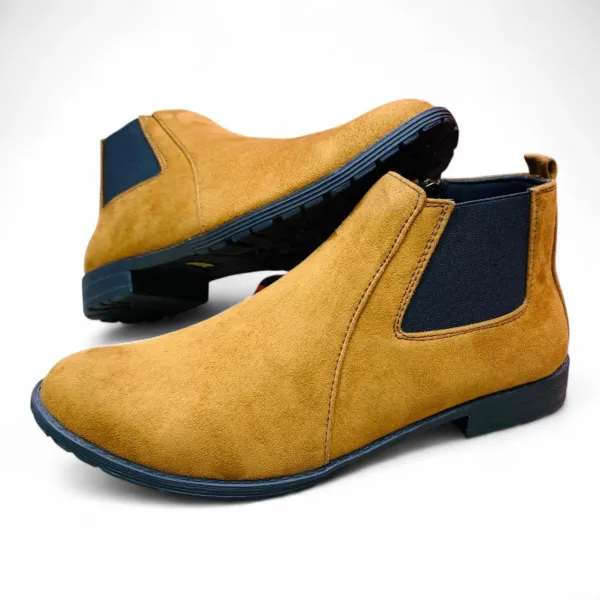 Black Suede Chelsea Boots — Minimalist Style with Elastic Panels 