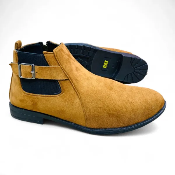 Caterpillar Brown Leather Chelsea Boots Rugged Sole & Elastic Panels 