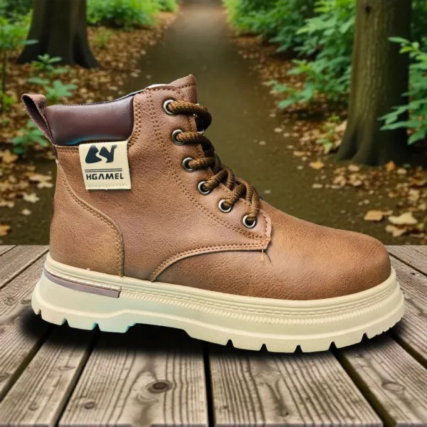 HGAMEL Brown Outdoor Boots Rugged Sole & Padded Collar