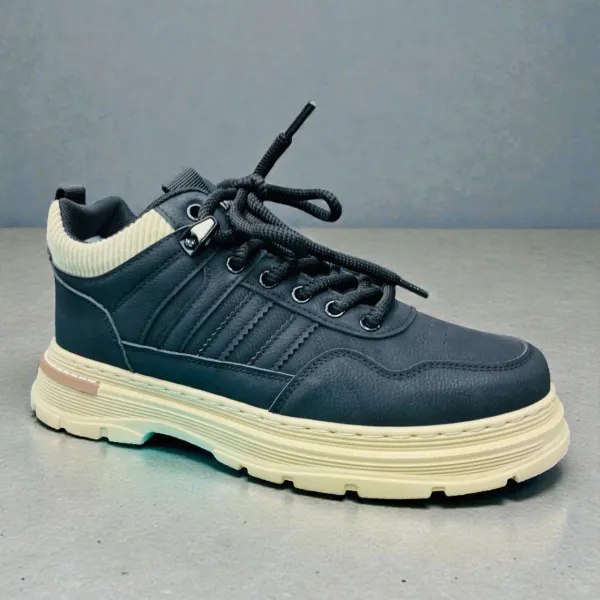 Taupe Casual Sneakers Ribbed Collar & Cream Sole 