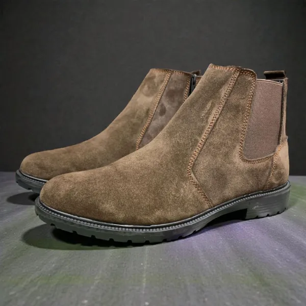Suede Chelsea & Ankle Boots Zipper, Elastic Panels & Rugged Soles 