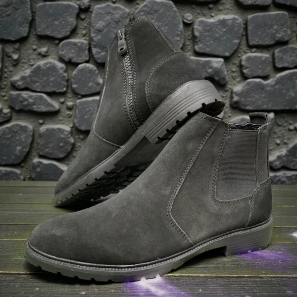 Suede Chelsea & Ankle Boots Zipper, Elastic Panels & Rugged Soles 