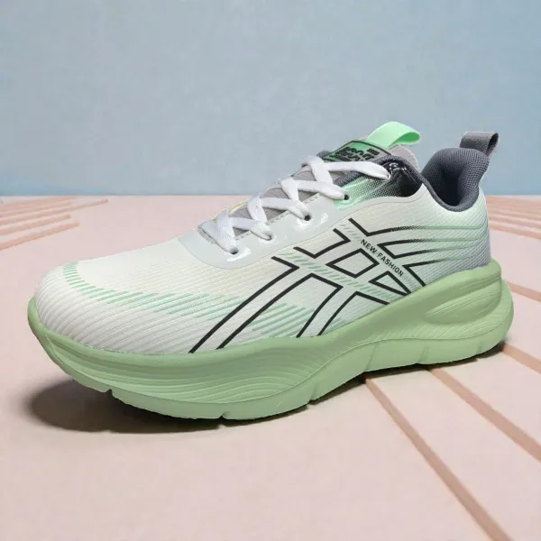 White & Green NEW FASHION”Sneakers Geometric Design & Cushioned Sole