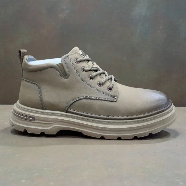 Brown Genuine Leather Boots — Rugged Sole & Metal Eyelets 