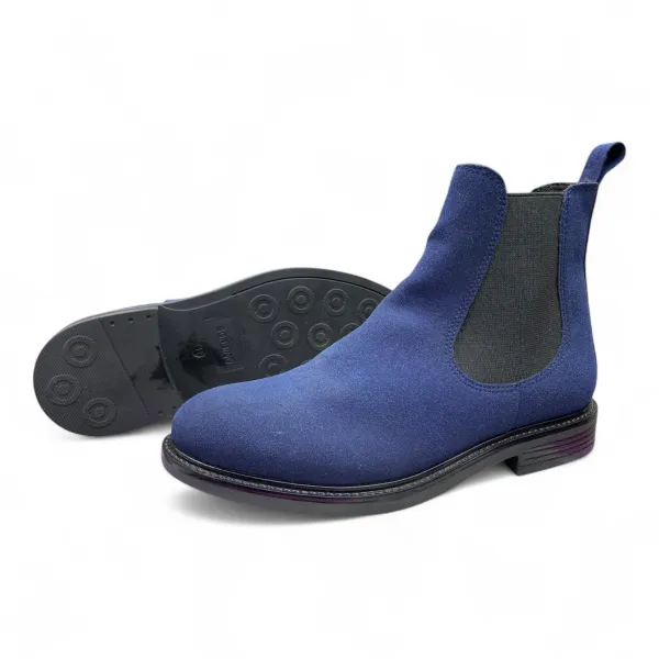 Beige Suede Chelsea Boots Dark Elastic Panels & Black Sole 