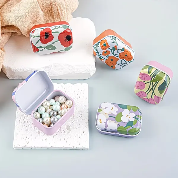 Flower Tin Mini Jewellery Storage Box