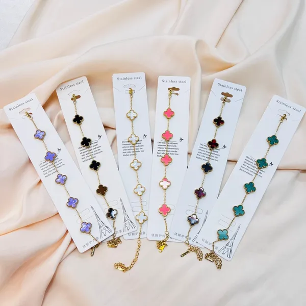 Stainless Steel Four Leaf Clover Bracelet 