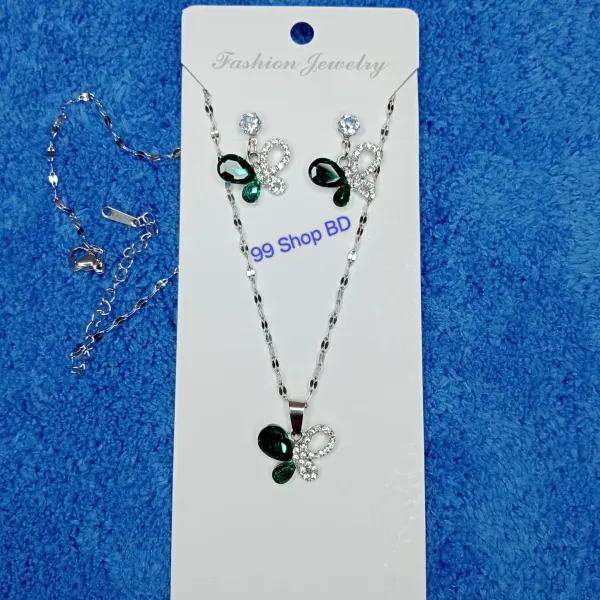 Crystal Butterfly Necklace Set