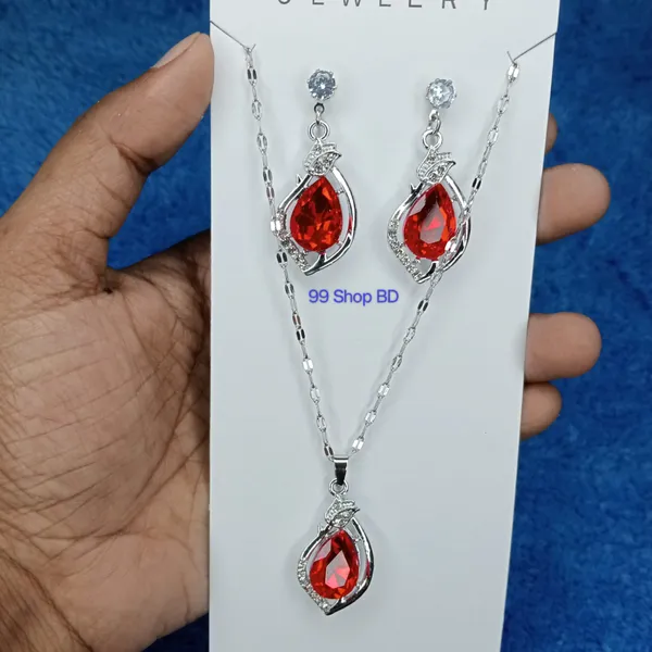 Silver Plated Crystal Zirconia Necklace Set