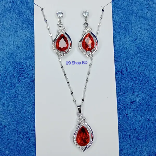 Silver Plated Crystal Zirconia Necklace Set