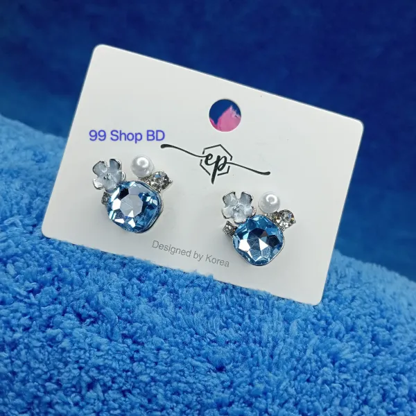 Elegant Silver Needle Pearl Butterfly & Flower Stud Earrings