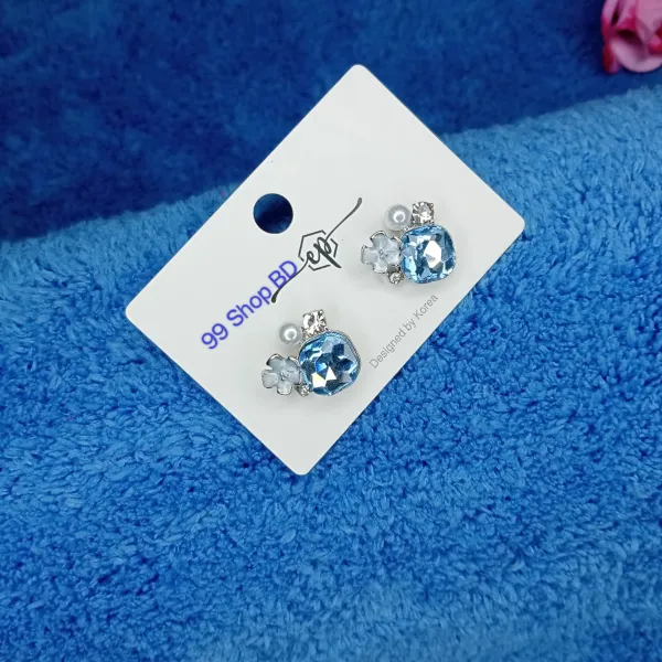 Elegant Silver Needle Pearl Butterfly & Flower Stud Earrings