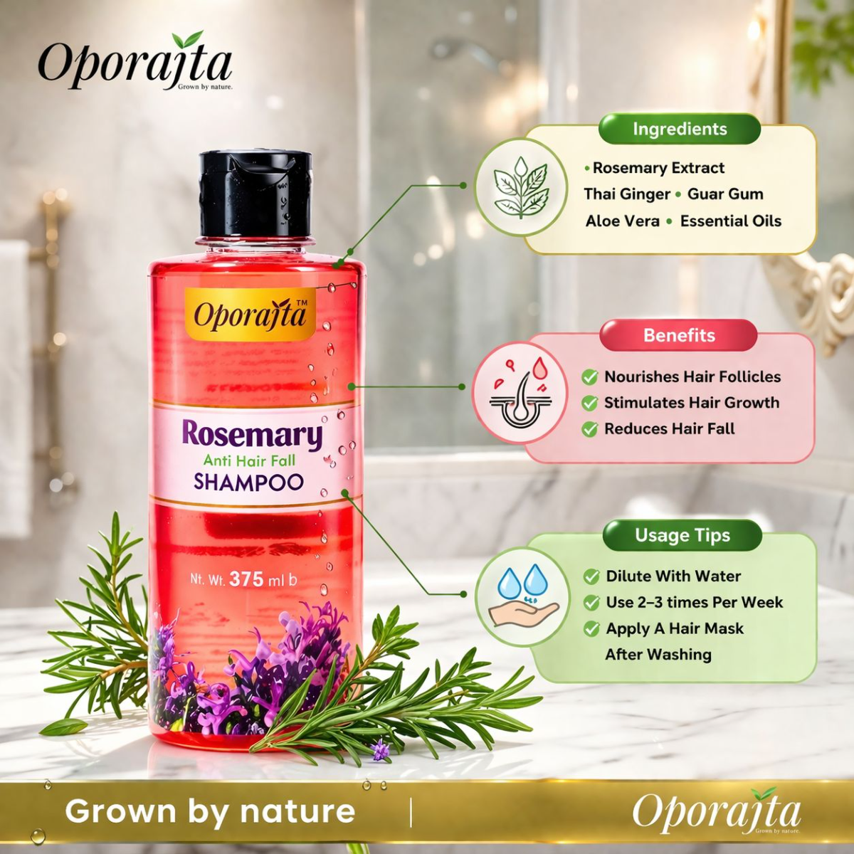 Oporajita Rosemary Anti Hair Fall Shampoo 375ml