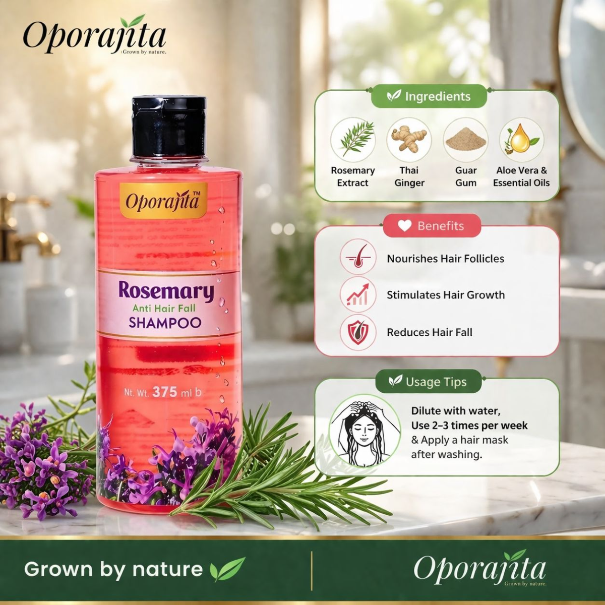 Oporajita Rosemary Anti Hair Fall Shampoo 375ml
