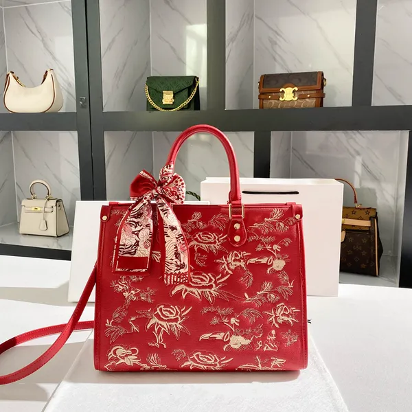 Embroidered Hand-Held Tote Bag