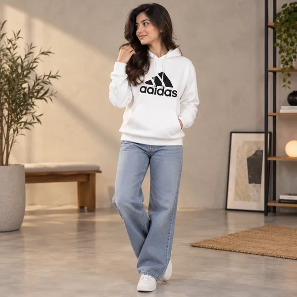 Adidas Essentials Fleece Big Logo Hoodie White 