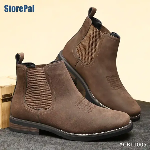 MEN'S CHELSEA FAUX LEATHER MID-CALF BOOTS