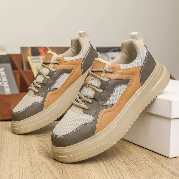 Lace-up Microfiber Leather Casual Sports Shoes