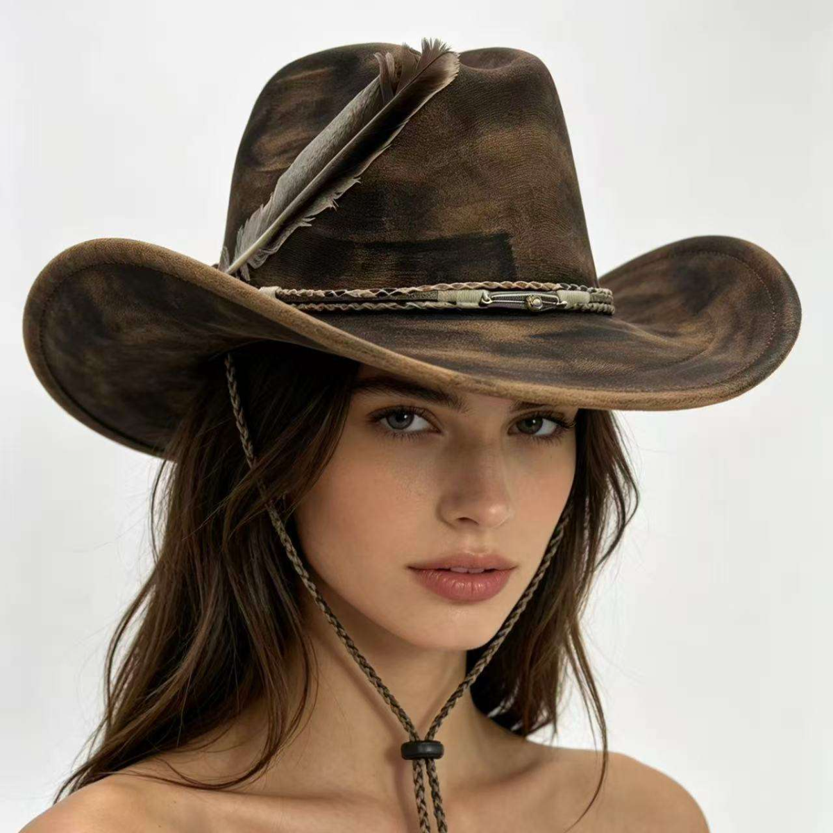  Distressed Wide Brim Outdoor Vintage Fedora Hat