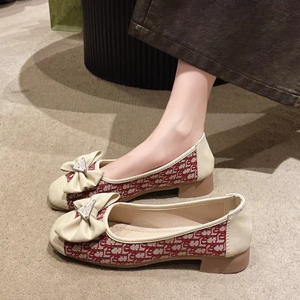  Plaid Pattern Flower Shoes