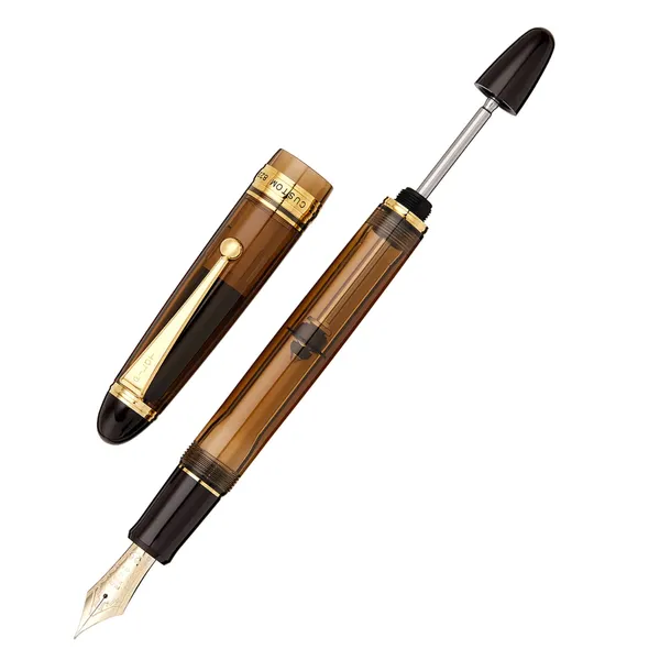 Pilot Custom 823 Fountain Pen Amber Brown Gold Trim - 14K Gold