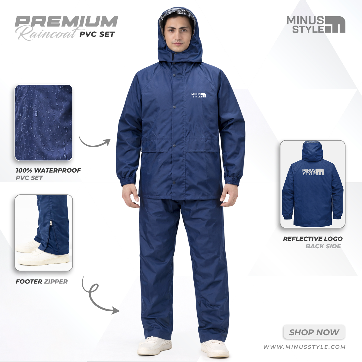 Minus Style Raincoat-Blue