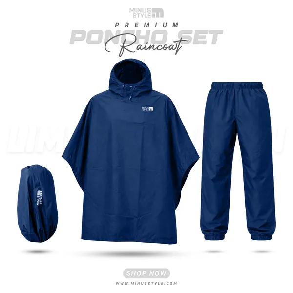 Poncho Raincoat Set-Blue