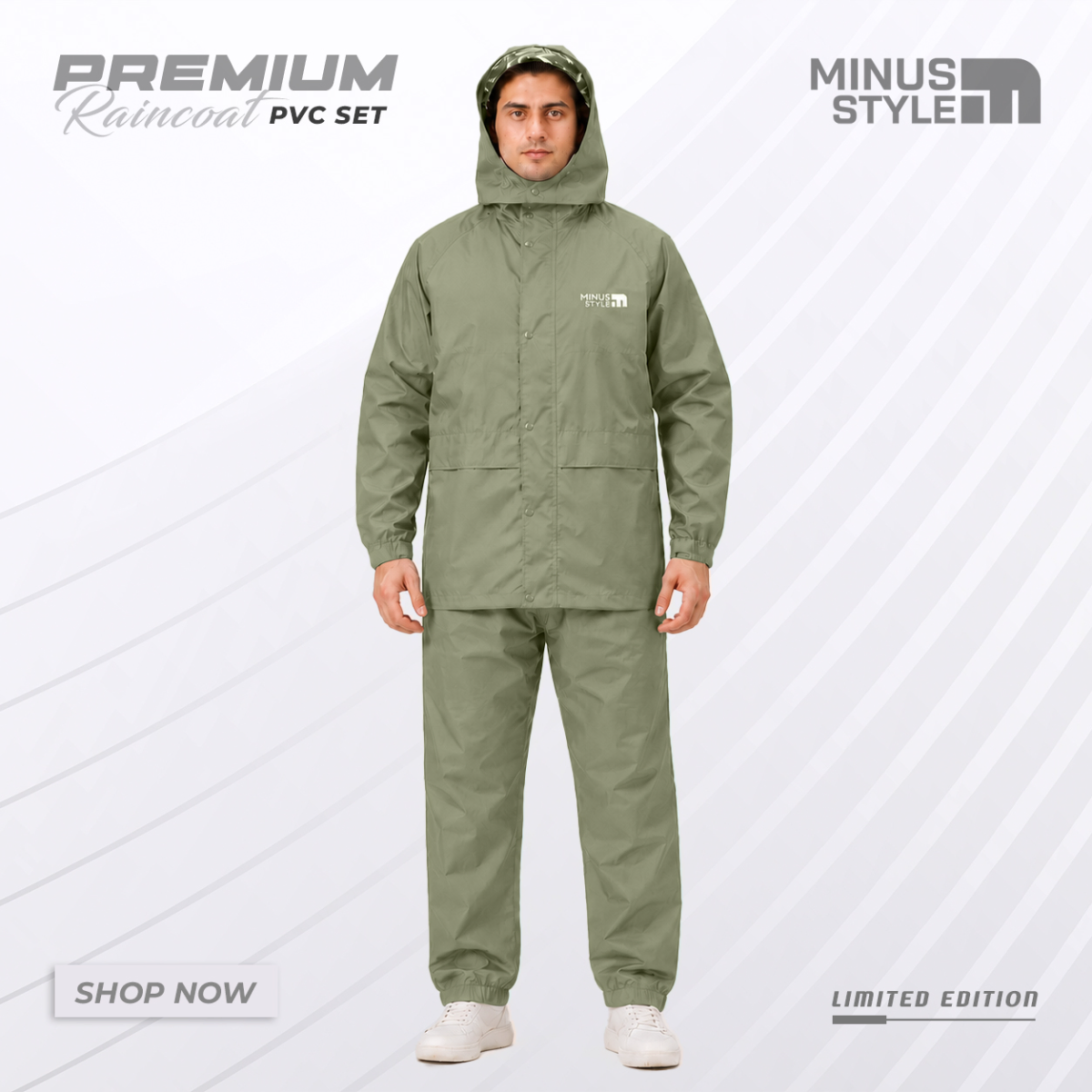 Full Velcro - 100% Water Proof Raincoat with Seam Sealing - Olive