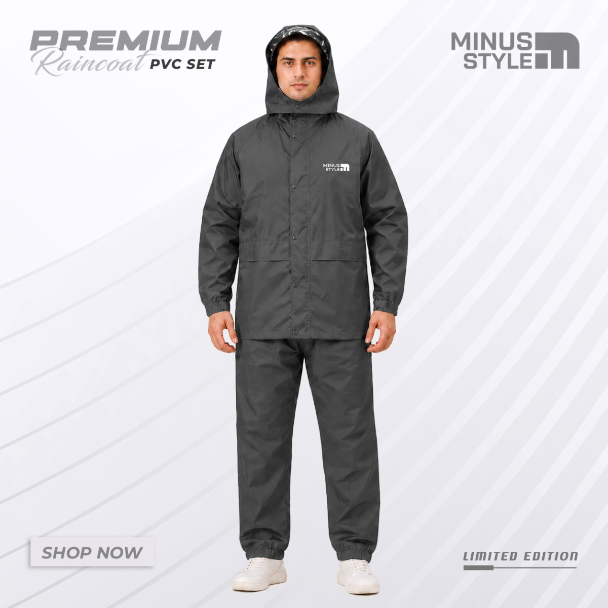 Full Velcro - 100% Water Proof Raincoat with Seam Sealing - Black
