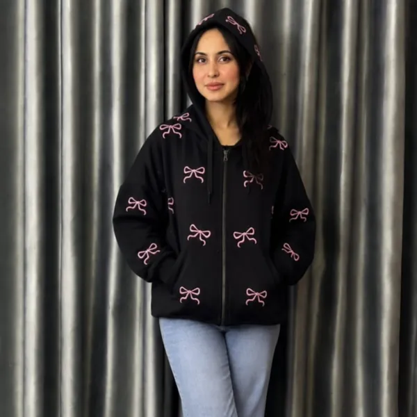 Trendy Zipper Printed Hoodie — Unisex Winter Collection