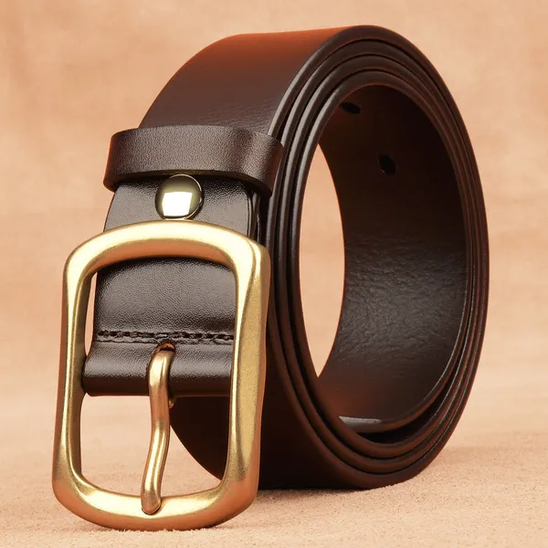 Handmade Genuine Cowhide Leather Belt – Retro British Style Men's Pin Buckle Belt