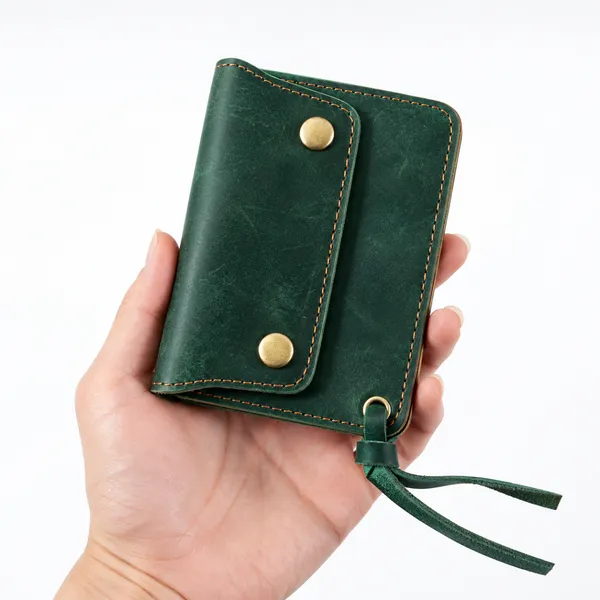 Genuine Top-Grain Cowhide Card Holder – Handmade Crazy Horse Leather Minimalist Zipper Wallet
