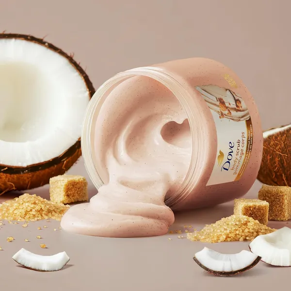 Dove Scrub Brown Sugar & Coconut Butter For Silky Smooth Skin Body Scrub Exfoliates & Restores Skin’s Natural Nutrients(425g)