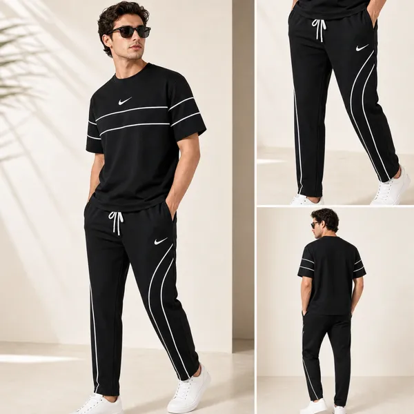 Premium Everyday Wear T Shirt and Trouser Set -Black