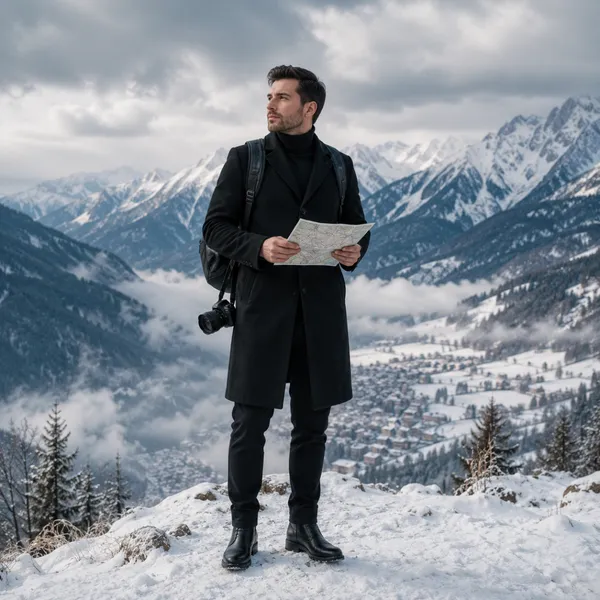 Men Premium Long Coat Black 